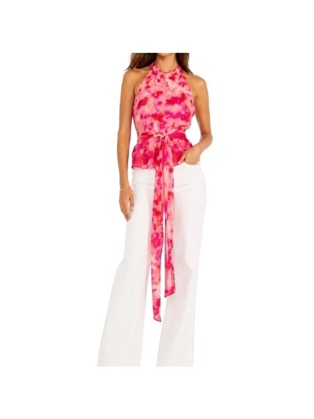 Trina Turk Blaze Silk Sleeveless Top Sz L NWT